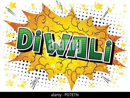 Diwali - stile fumetto sulla parola sfondo astratto. Illustrazione Vettoriale