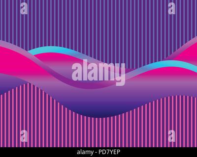 Onda di liquido di colore viola. Tendenza moderna dello sfondo. Synthwave sfondo futuristico. Retrowave. Illustrazione Vettoriale Illustrazione Vettoriale