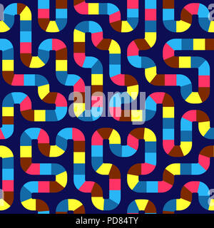 Astratta geometrica perfetta sullo sfondo del modello. Forme colorate di avvolgimento delle curve di piegatura. Striped meandro e moderno design di tendenza Foto Stock