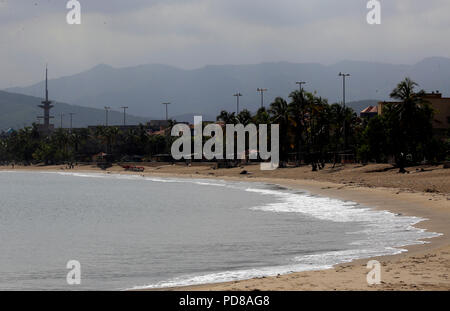 Lecheria, Anzoategui Venezuela. Il 7 agosto, 2018. Agosto 07, 2018. Los Canales Beach, El Morro complesso turistico, In Lecheria, Anzoategui Stato. Venezuela. Foto: Juan Carlos Hernandez Credito: Juan Carlos Hernandez/ZUMA filo/Alamy Live News Foto Stock