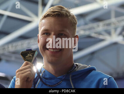 Glasgow, Regno Unito. Il 7 agosto 2018. Andriy Govorov (Ucraina) durante il Nuoto Campionati Europei Glasgow 2018, a Tollcross International centro nuoto, a Glasgow in Gran Bretagna, il giorno 6 Agosto 7, 2018 - Photo Laurent Lairys / DPPI Credito: Laurent Lairys/Agence Locevaphotos/Alamy Live News Foto Stock