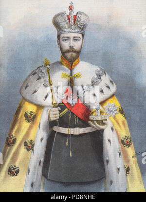 Lo Zar Nicola II di Russia. 1868-1918. L'ultimo imperatore della Russia. Illustrazione da Le Petit Journal 24 Maggio 1896 in connessione con la sua incoronazione a Mosca. Foto Stock