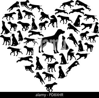 Cane Beagle cuore Silhouette Concept Illustrazione Vettoriale