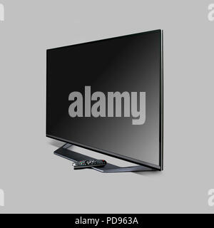 Grande schermo piatto della tv led su sfondo grigio Foto Stock