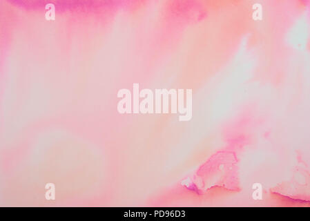 Abstract rosa la pittura ad acquerello su carta texture di sfondo Foto Stock