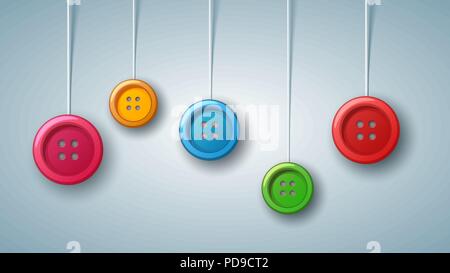 La cucitura batton - colore impostato. Oggetto sullo sfondo grigio. Illustrazione Vettoriale