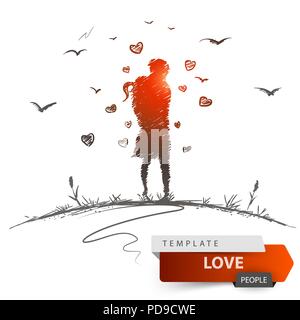 L uomo e la donna sul prato di amarvi gli uni gli altri. Illustrazione Vettoriale