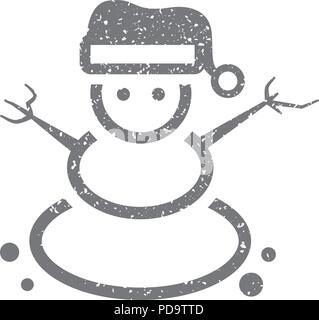 Icona grunge - pupazzo di neve Illustrazione Vettoriale