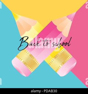 Si torna a scuola tipografia preventivo e matita colorata su sfondo Illustrazione Vettoriale