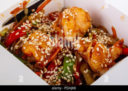 Cellophane noodles con gamberi tigre Foto Stock