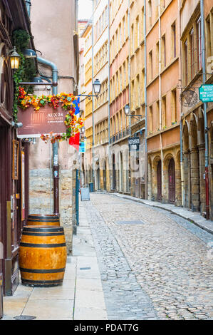 Tre Marie Street, Vecchia Lione, Rhone Alpes, Francia Foto Stock