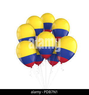 Colombia bandiera mazzetto di palloncini sulla stringa. Il rendering 3D Foto Stock