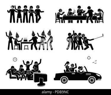 Happy amici appendere fuori insieme. Illustrazione Vettoriale