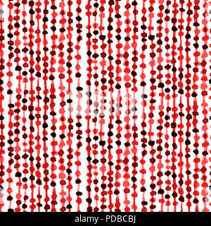 Acquerello perfetta configurazione astratta. Filo sottile con piccole perle di rosso. Ripetere la texture con cerchi per tessuto tessile, craft Foto Stock