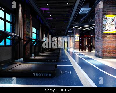 3D render palestra salone fitness Foto Stock