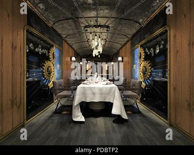 3D render di sale riunioni e sala da pranzo Foto Stock