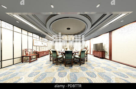 3D render di sale riunioni e sala da pranzo Foto Stock