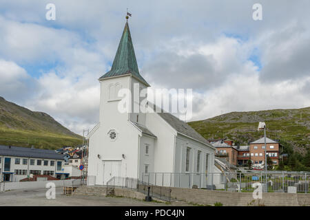 Honningsvåg chiesa nel comune di Nordkapp, Norvegia settentrionale, Finnmark. Foto Stock