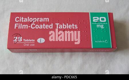 Il citalopram è un tipo di agente antidepressivo noto come un SSRI (un inibitore selettivo della ricaptazione della serotonina) che è utilizzato per trattare la depressione. Foto Stock