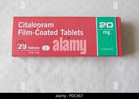 Il citalopram è un tipo di agente antidepressivo noto come un SSRI (un inibitore selettivo della ricaptazione della serotonina) che è utilizzato per trattare la depressione. Foto Stock