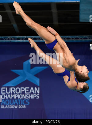 Gran Bretagna Ross Haslam e grazia Reid durante il giorno sette del 2018 Campionati Europei a Scotstoun Sport Campus, Glasgow. Foto Stock