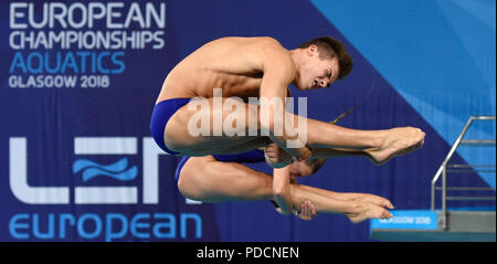 Gran Bretagna Ross Haslam e grazia Reid durante il giorno sette del 2018 Campionati Europei a Scotstoun Sport Campus, Glasgow. Foto Stock