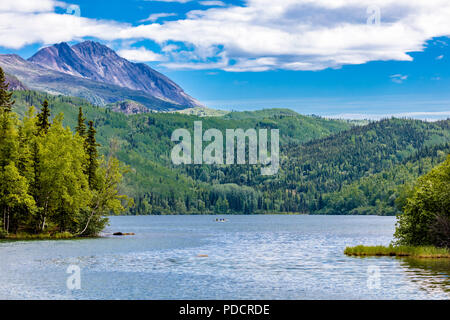 Lago lungo la Glenn Highway tra ancoraggio e Glennallen in Alaska Foto Stock