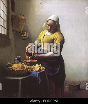 La Milkmaid, Vermeer, Johannes, . Foto Stock