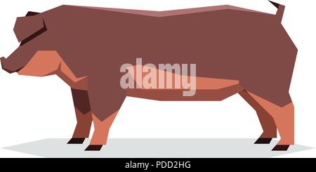 Geometrica piana Duroc pig Illustrazione Vettoriale