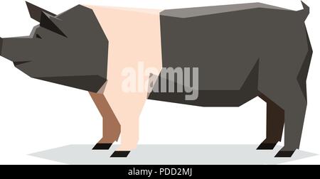 Geometrica piana Hampshire pig Illustrazione Vettoriale