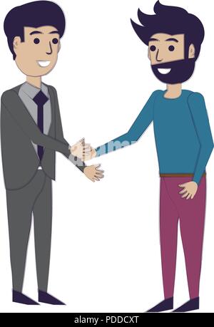 Imprenditore e man mano tremante saldamente su sfondo bianco, illustrazione vettoriale Illustrazione Vettoriale