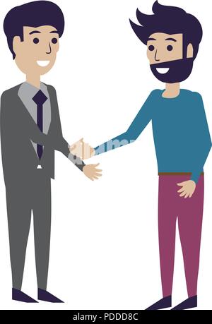 Imprenditore e man mano tremante saldamente su sfondo bianco, illustrazione vettoriale Illustrazione Vettoriale