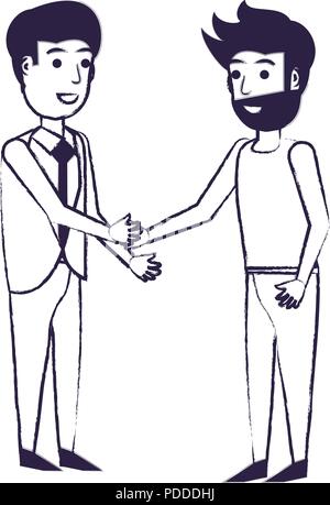 Imprenditore e man mano tremante saldamente su sfondo bianco, illustrazione vettoriale Illustrazione Vettoriale