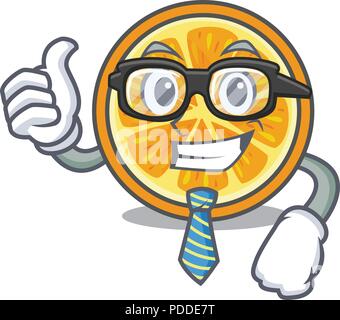 Imprenditore carattere arancione in stile cartone animato Illustrazione Vettoriale