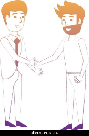 Imprenditore e man mano tremante saldamente su sfondo bianco, illustrazione vettoriale Illustrazione Vettoriale
