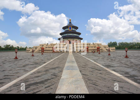 Meraviglioso e fantastico tempio di Pechino - Il Tempio del Cielo a Pechino in Cina. Sala della Preghiera del Buon Raccolto. Foto Stock