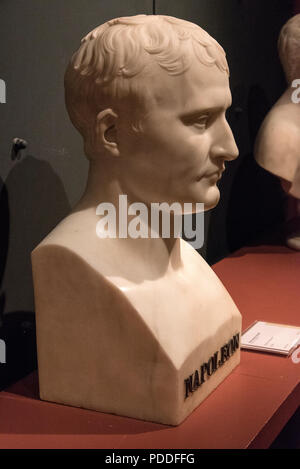 Un busto di Napoleone Bonaparte la testa sul display nel museo Fesch su rue Cardinale Fesh di Ajaccio in Corsica, Francia Foto Stock