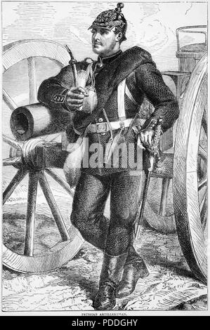 FRANCO-prussiana di guerra 1870-1871. Artiglieria prussiano soldato Foto Stock