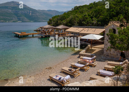 Ristorante BOWA sull isola di Sipan, isole Elafiti, vicino a Dubrovnik, Croazia, Europa Foto Stock