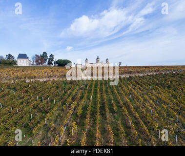 Francia, Gironde, Medoc, Saint Estephe, Chateau Cos d'Estournel e i vigneti (vista aerea) // Francia, Gironde (33), il Médoc, Saint-Estèphe, Château Foto Stock