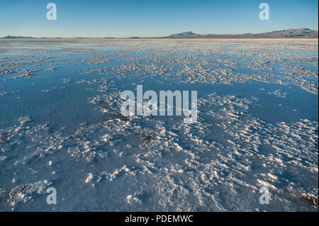 Salar de Uyuni Colchani vicino. È la più grande distesa di sale nel mondo del patrimonio mondiale Unesco - Altiplano, Bolivia Foto Stock