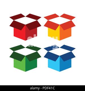 Trasporto merci aperto il vettore nella casella Simbolo icona Logo grafico del modello di progettazione Illustrazione Vettoriale