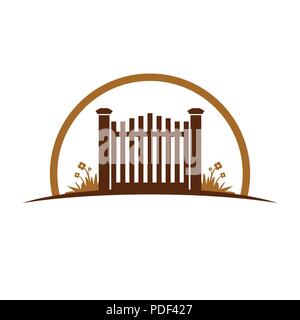 Giardino antico cancello simbolo vettore illustrazione grafica del modello di progettazione Illustrazione Vettoriale