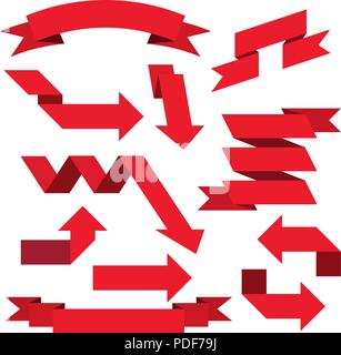 Carta rossa scorre e frecce. Impostare Illustrazione Vettoriale