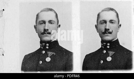 269 ritratto, uniforme, baffi, uomo, medaglia Fortepan 4583] Foto Stock