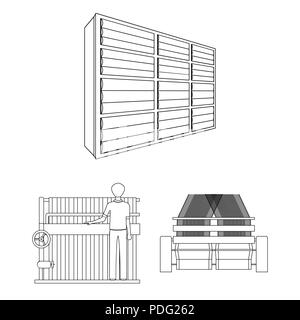 Industria tessile delineare le icone nella raccolta di set per design.apparecchiature tessili e tessuti simbolo vettore illustrazione stock. Illustrazione Vettoriale