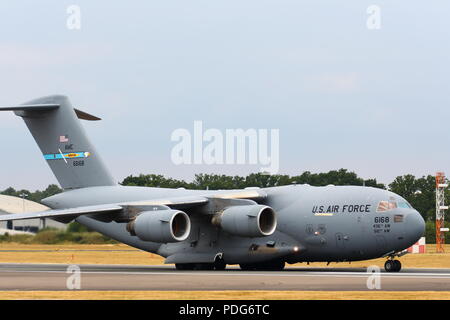 Boeing C-17A Globemaster III a Farnborough Airshow internazionale 2018 Foto Stock