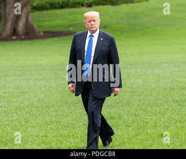 Il ritorno del presidente Donald Trump in serata tramite il Marine un elicottero per la Casa Bianca di Washington, DC, luglio 24, 2018 Foto Stock