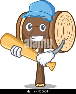 A giocare a baseball mallet carattere stile cartone animato Illustrazione Vettoriale