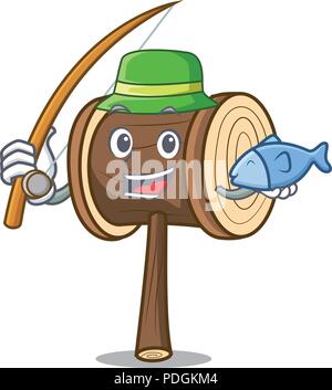 La pesca un mazzuolo mascotte stile cartone animato Illustrazione Vettoriale